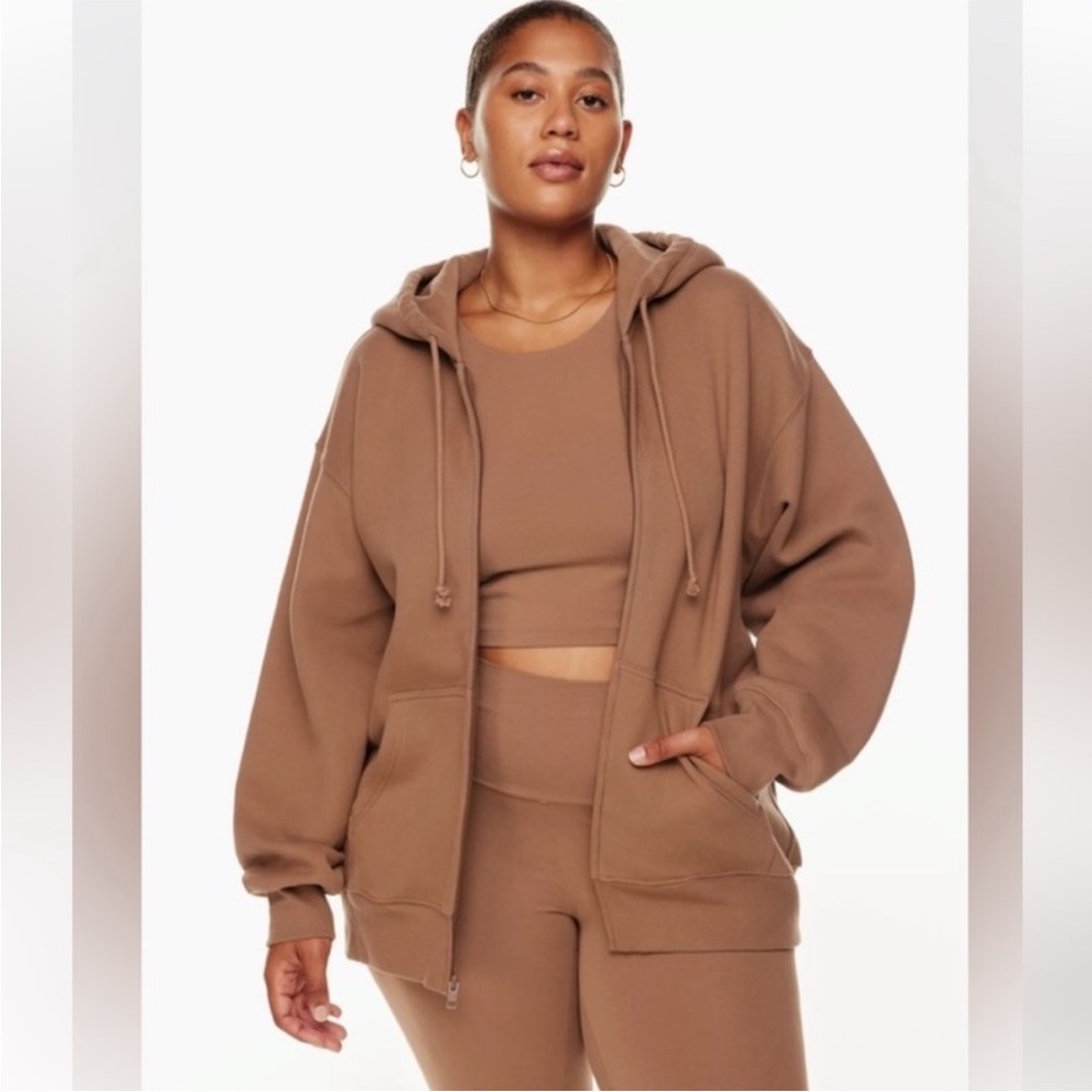 TNA Chocolate Brown Oversized Zip Hoodie